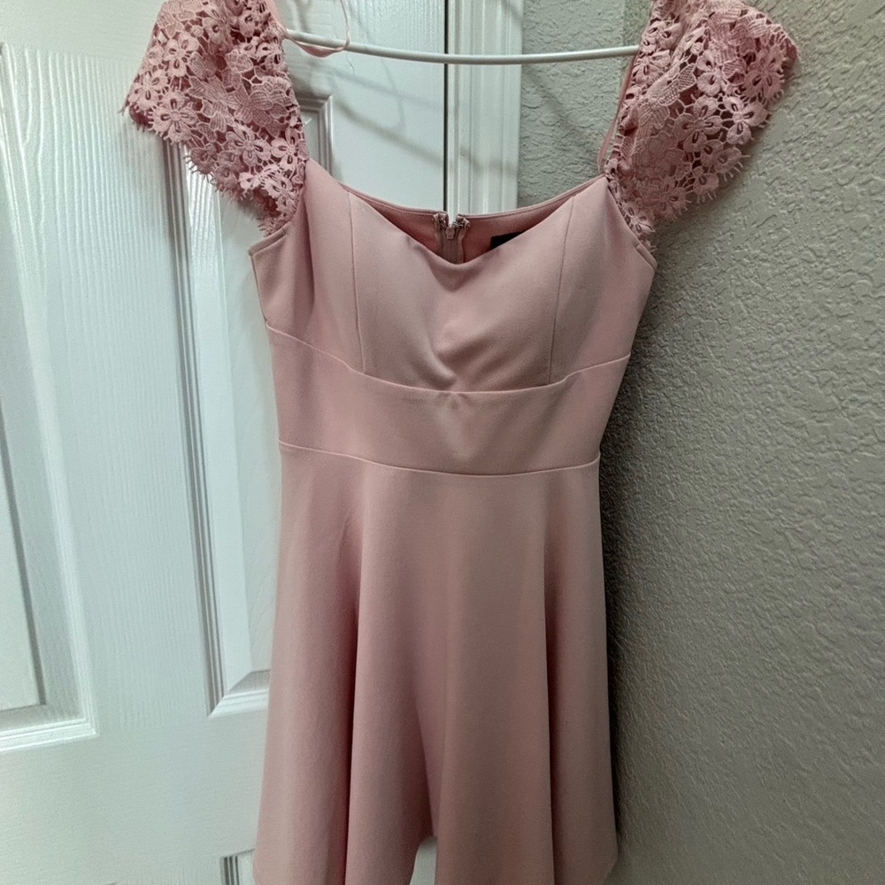 City Studio Blush Pink Dress with Lace Accents